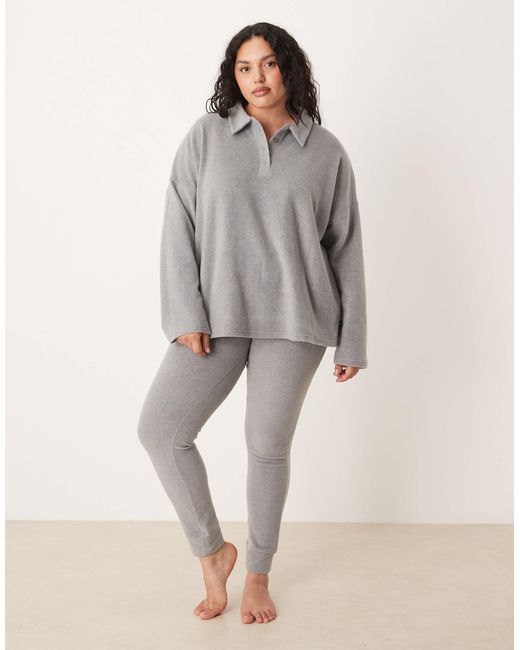 ASOS Gray Asos Design Curve Lounge Mix & Match Lightweight Fleece legging
