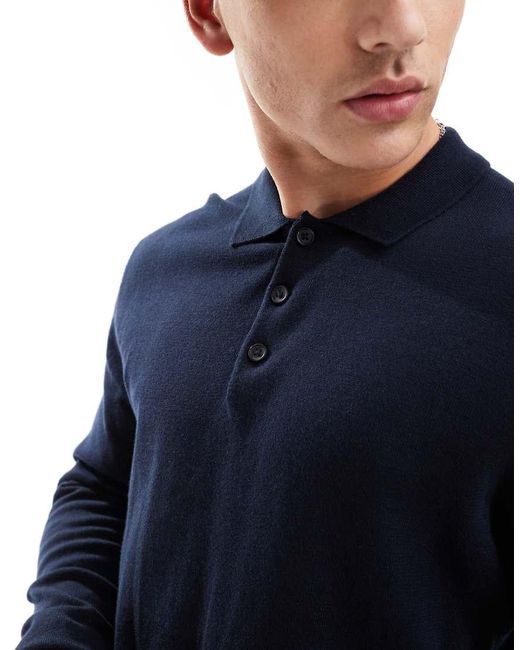 Jack & Jones Blue Knitted Polo for men