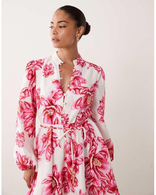 Forever New Pink Fluted Mini Dress