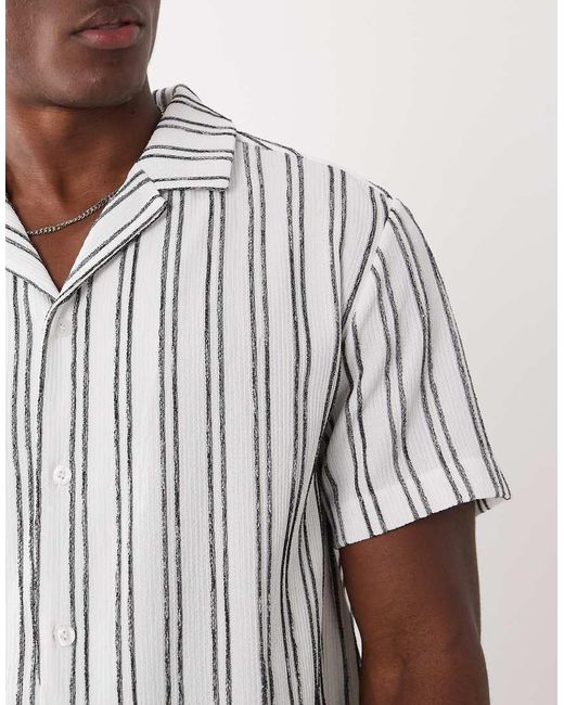 Brave Soul White Co-Ord Textured Short Sleeve Shirt for men
