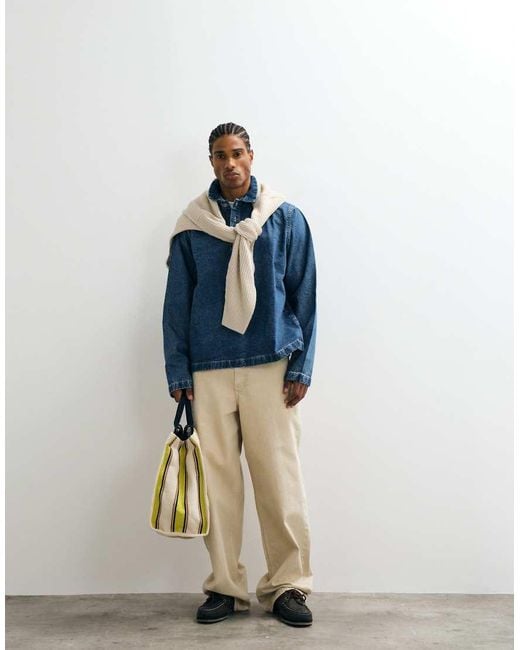 ASOS Blue Long Sleeved Oversized Denim Shirt for men