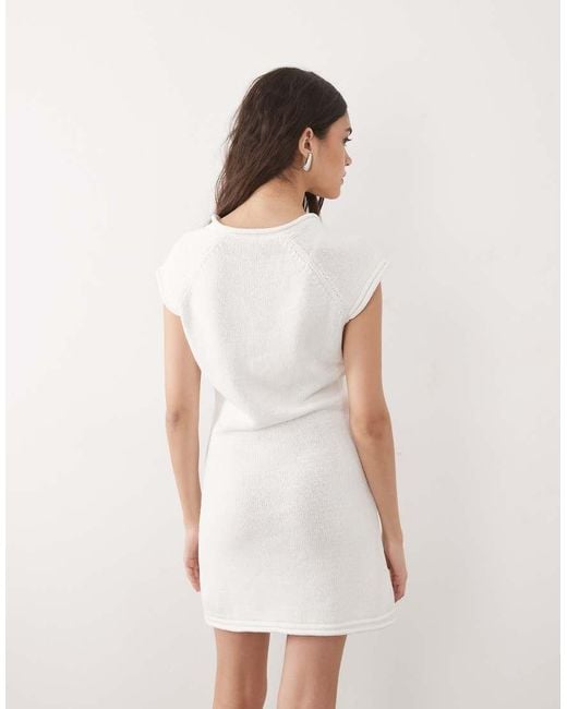 ASOS Natural Knitted Cotton Blend Boat Neck Dress