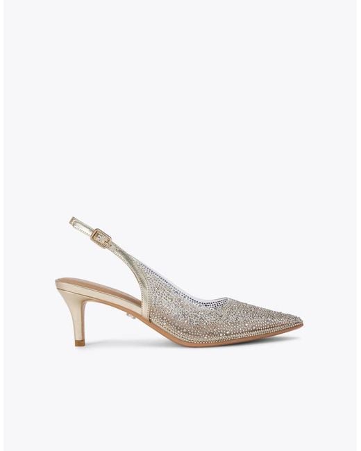 Carvela Kurt Geiger White Lovebird Rhinestone-Embellished Vinyl Slingback Courts
