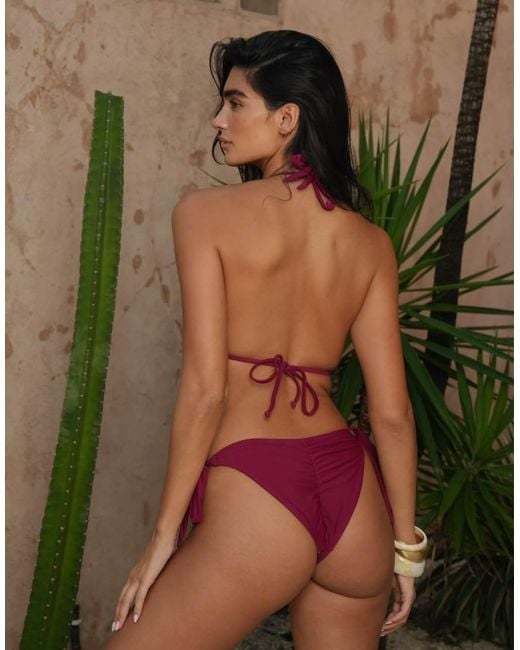 Moda Minx Brown X Zoe Servini Tie Side Bikini Bottom With Jewel Trim