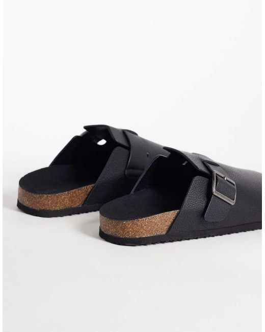 ASOS Black Mule Sandals With Cork Sole for men