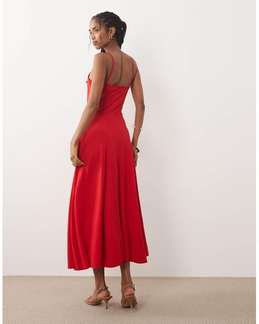 Mango Red Strappy Cami Maxi Dress