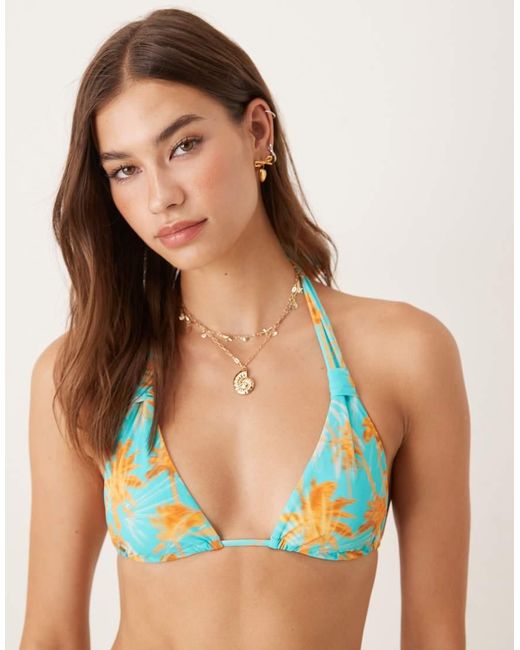 Wild Lovers Green Sweet Escape Palm Print Triangle Bikini Top