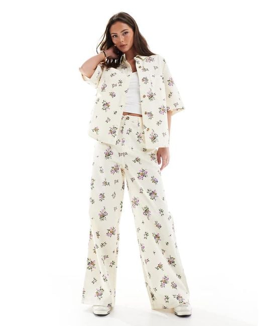 ASOS White High Waist Wide Leg Trouser Co-ord