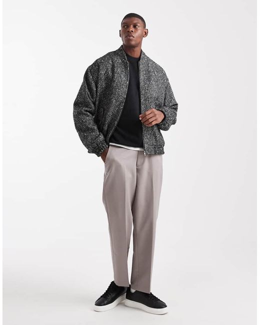 Chaqueta Bomber Con Patrón De Espiga De -Negro ASOS de hombre de color Black