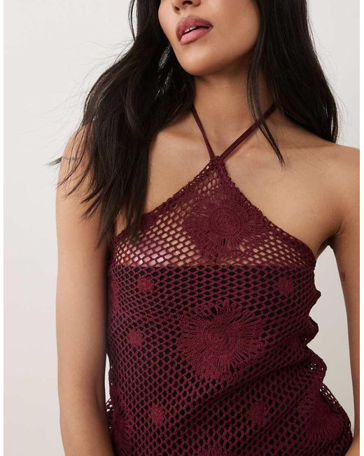Motel Red Kaku Crochet Dress
