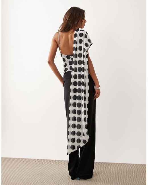 ASOS Black Stretch Chiffon Scarf Wrap Top