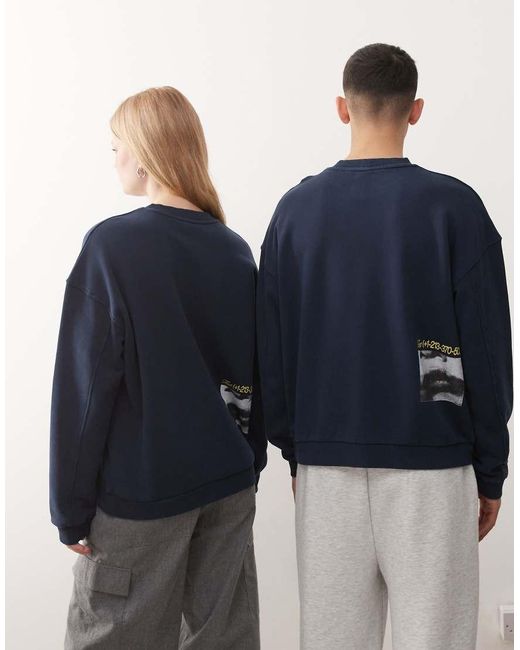 Collusion Blue Unisex Boxy Sweat With Graphics