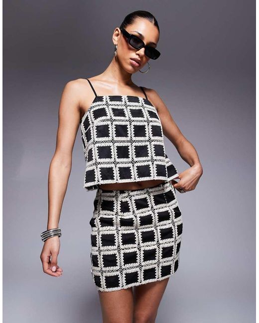 River Island Black Crochet Shorts Co-ord