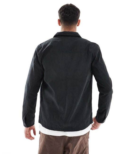Brave Soul Blue Button Through Shacket for men