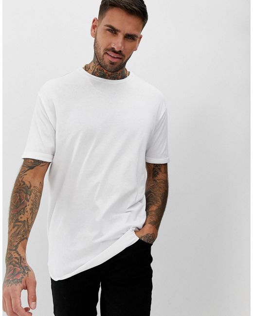 T-shirt long Bershka pour homme en coloris White