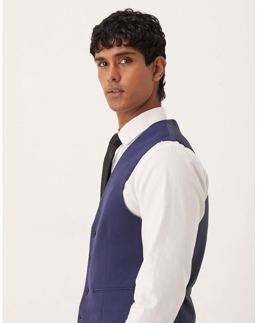 ASOS Blue Skinny Stretch Suit Waistcoat for men