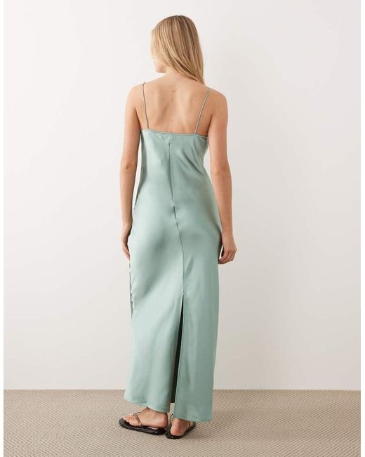 Vila White Lace Insert Cowl Neck Satin Cami Maxi Dress