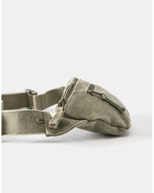 Pull&Bear Gray Canvas Belt Bag for men