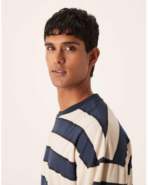 ASOS Blue Boxy Oversized Long Sleeve T-Shirt With Dropped Shoulder for men