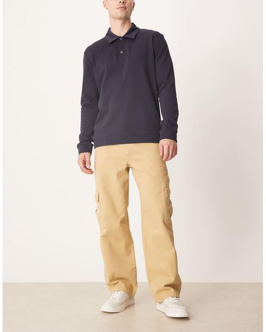 ASOS Blue Loose Straight Cargo Trousers for men