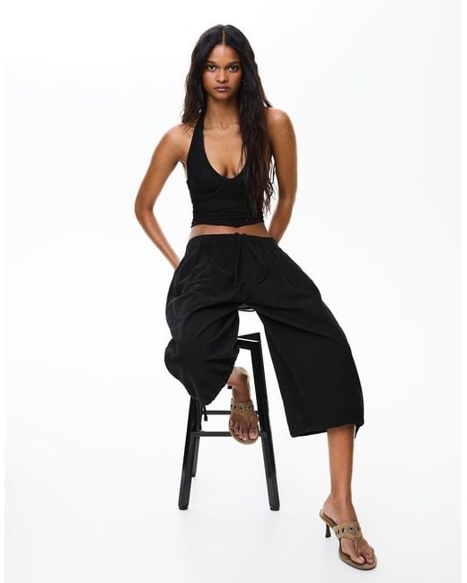 Bershka Black Lace Corset Halter Top