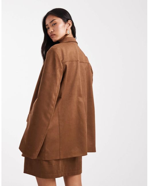 Blazer d'ensemble en imitation daim Object en coloris Brown