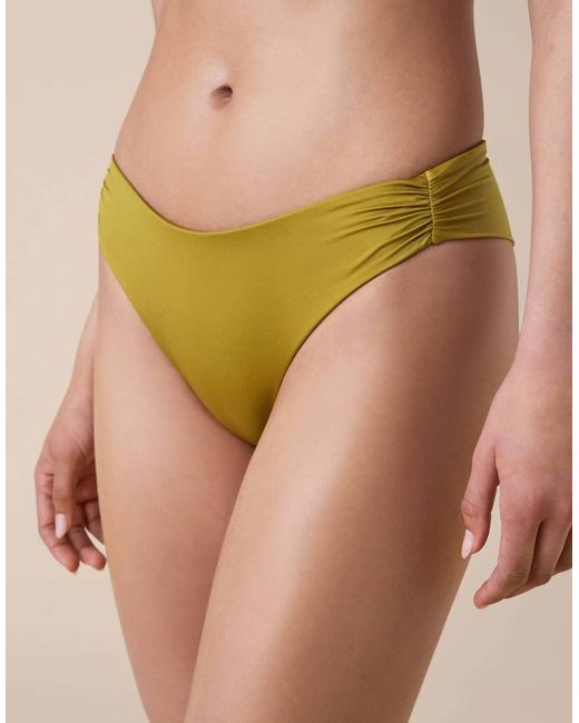 Calzedonia Green Shiny Satin Brazilians Bikini Bottoms