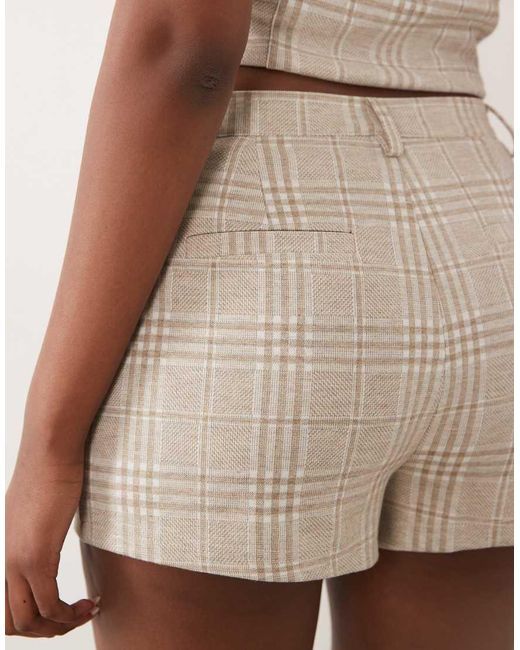 ASOS Natural Mix & Match Brushed Herringbone Mini Shorts
