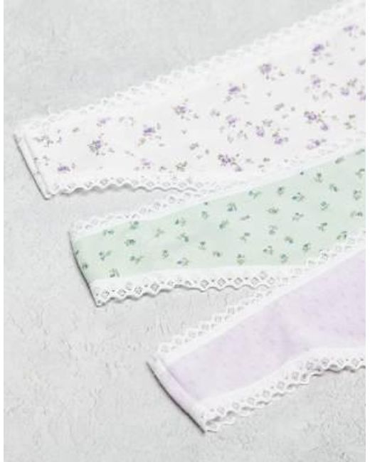 ASOS Gray Asos Design Curve 3 Pack Thong With Lace Trim