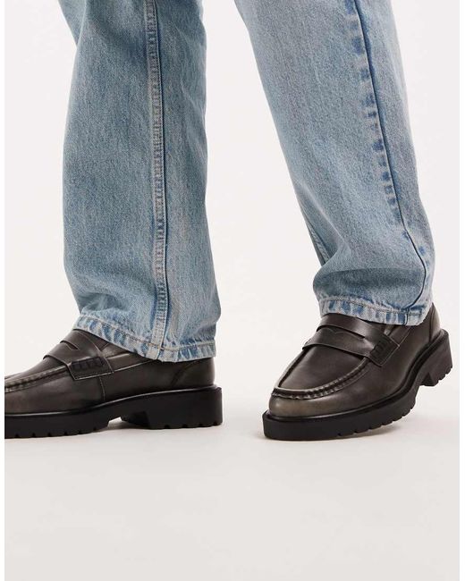 ASOS Blue Loafers On Cleated Sole for men