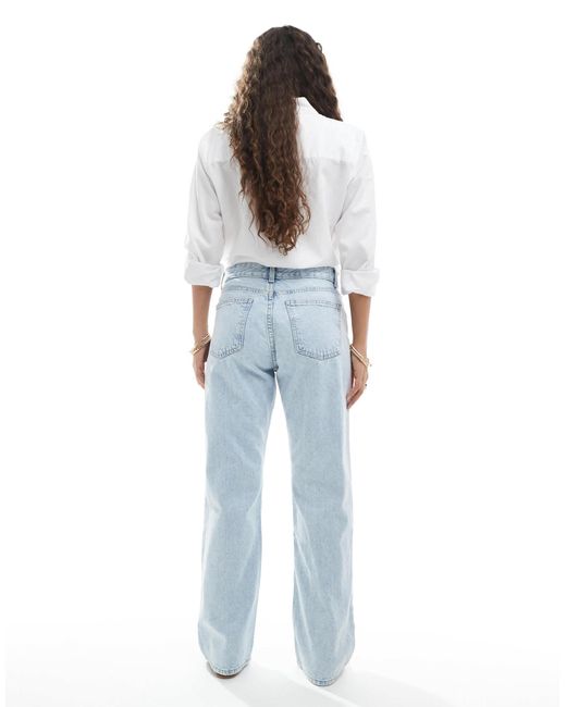 Bershka Blue Petite Straight Leg Jeans