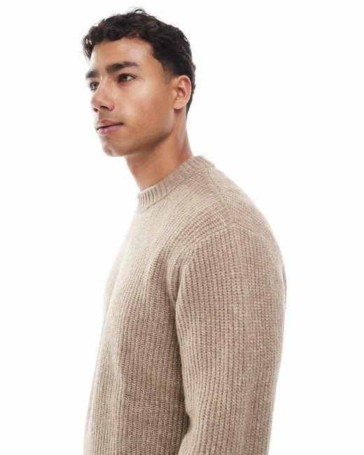 Jack & Jones Natural Oversize Thick Ribbed Jumper for men
