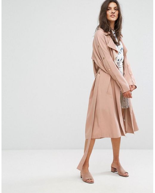 Suncoo Clean Duster Coat In Brown Lyst suncoo clean duster coat in brown lyst