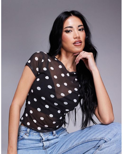 ASOS Multicolor Mesh Polka Dot Print Baby Tee