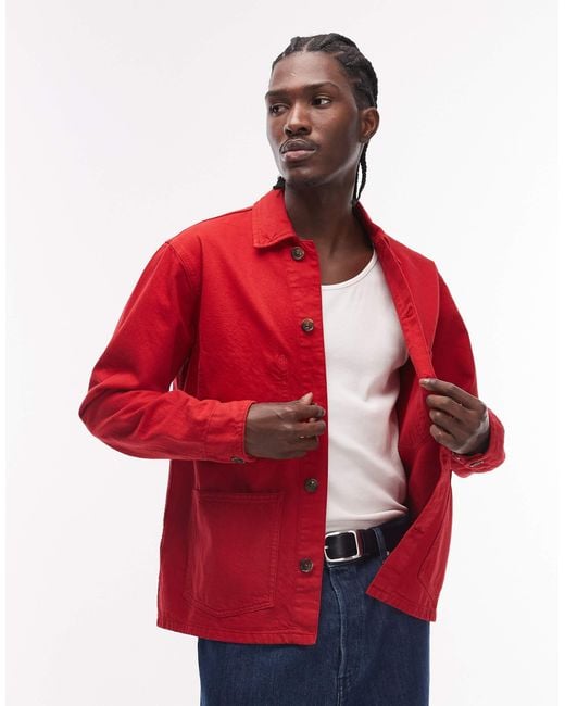 Tommy Hilfiger Red Chore Jacket for men