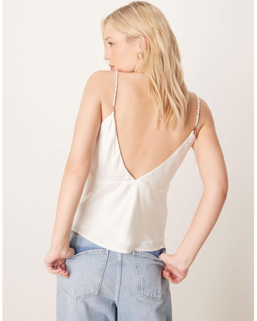 Abercrombie & Fitch White Bare Back Pearl Shell Cami Top