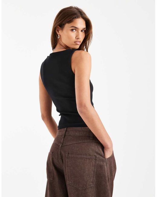 ASOS Brown Compact Cotton Boat Neck Tank Top