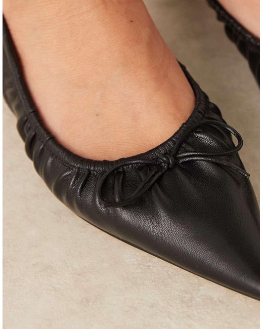 Mango Blue Bow Detail Low Heeled Slingback