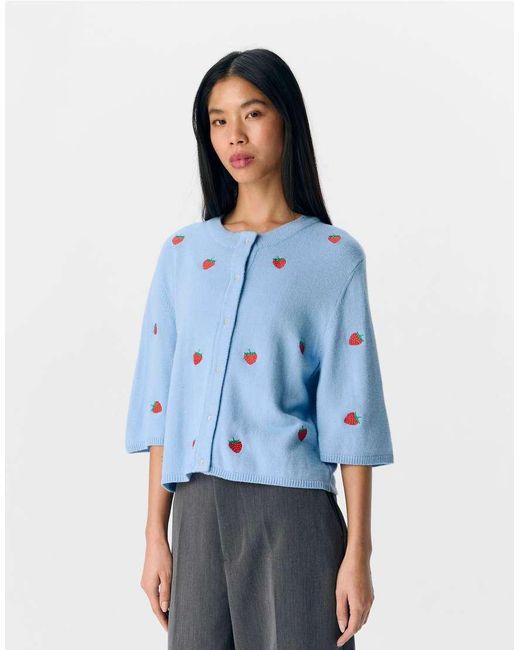 Object Blue Short Sleeve Cardigan