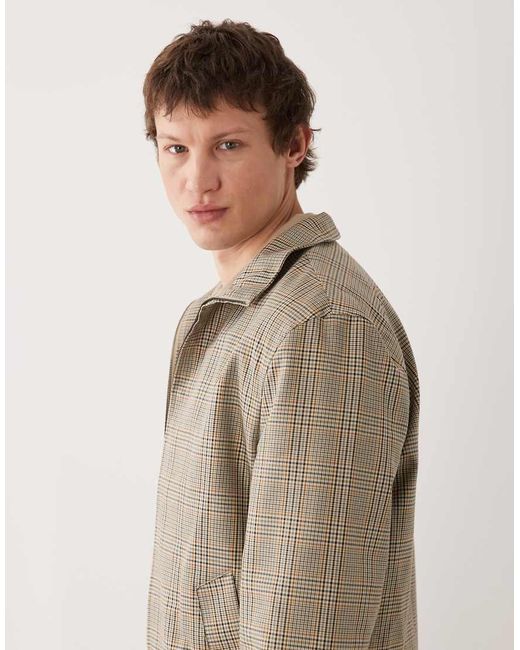 Mango Natural 100% Cotton Checked Harrington Jacket for men
