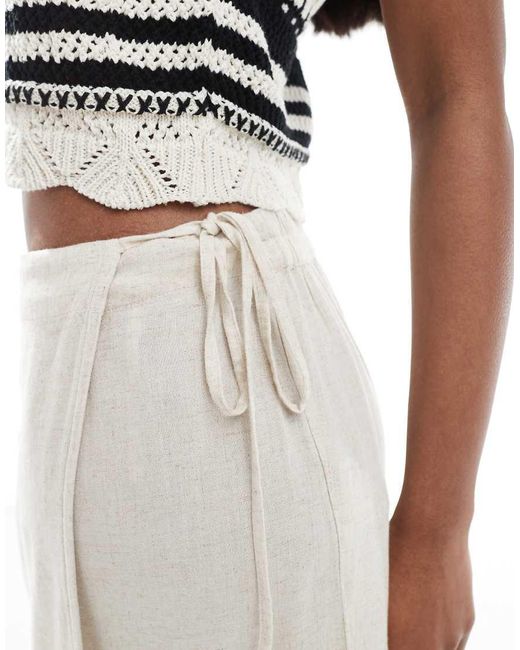 Pieces White Linen Touch Mini Skirt