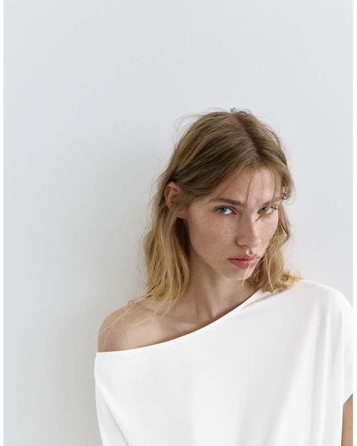 Pull&Bear White Short Asymmetric Dress