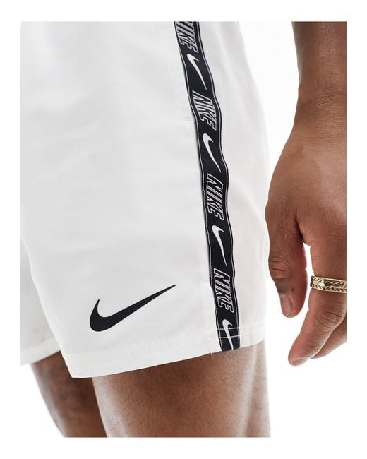 Nike White Logo Tape 5 Inch Volley Swim Shorts for men