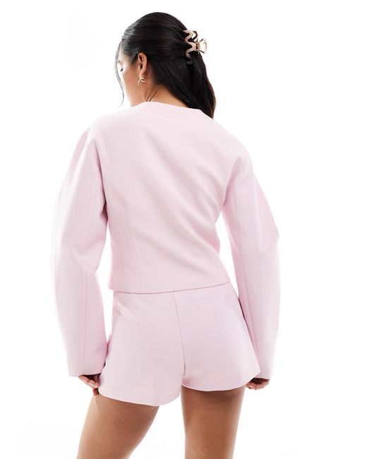 ASOS Pink Cocoon Sleeve Collarless Blazer