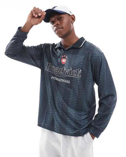 Bershka – gestreiftes retro-sport-sweatshirt in Blue für Herren