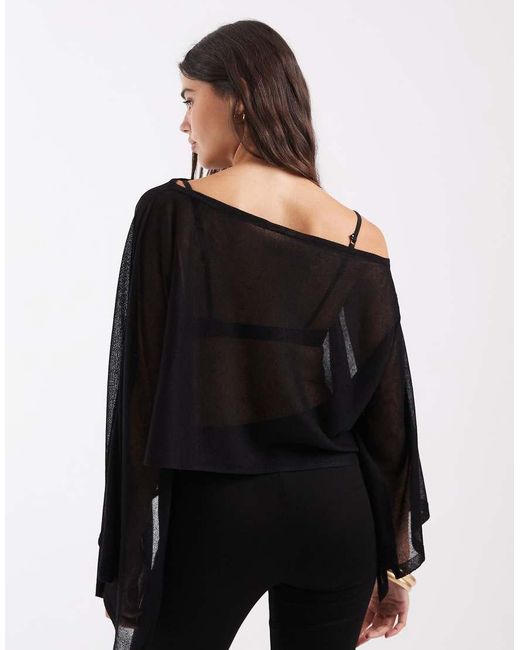 ASOS Black Fine Knit Sheer Poncho