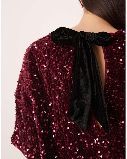 ASOS Red Velvet Sequin Short Sleeve Tee