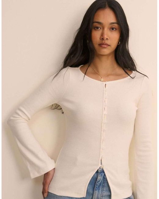 Nobody's Child Natural Ribbed Flared Sleeve Jersey Cardigan