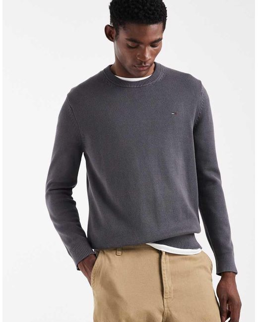 Tommy Hilfiger Gray Chest Logo Slim Jumper for men