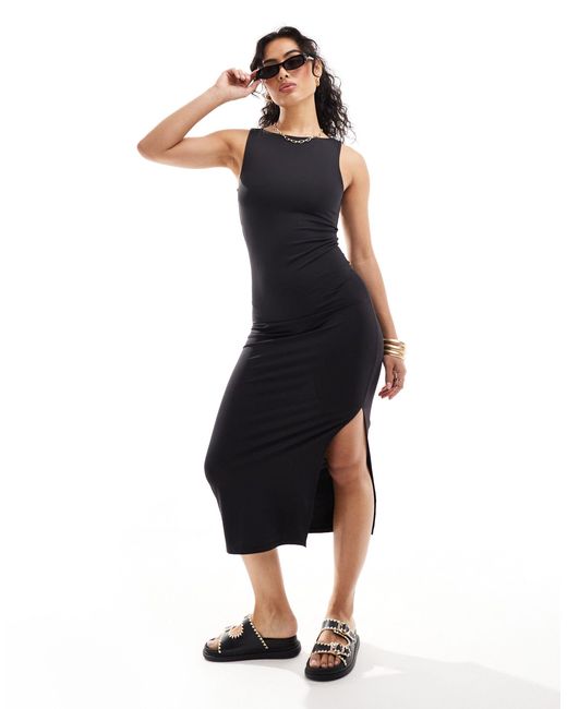 ONLY Black Seamless Boat Neck Maxi Dress